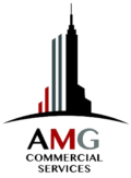 Logo in black, grey, and red for AMG Commercial Services, contact us for appraisal services.